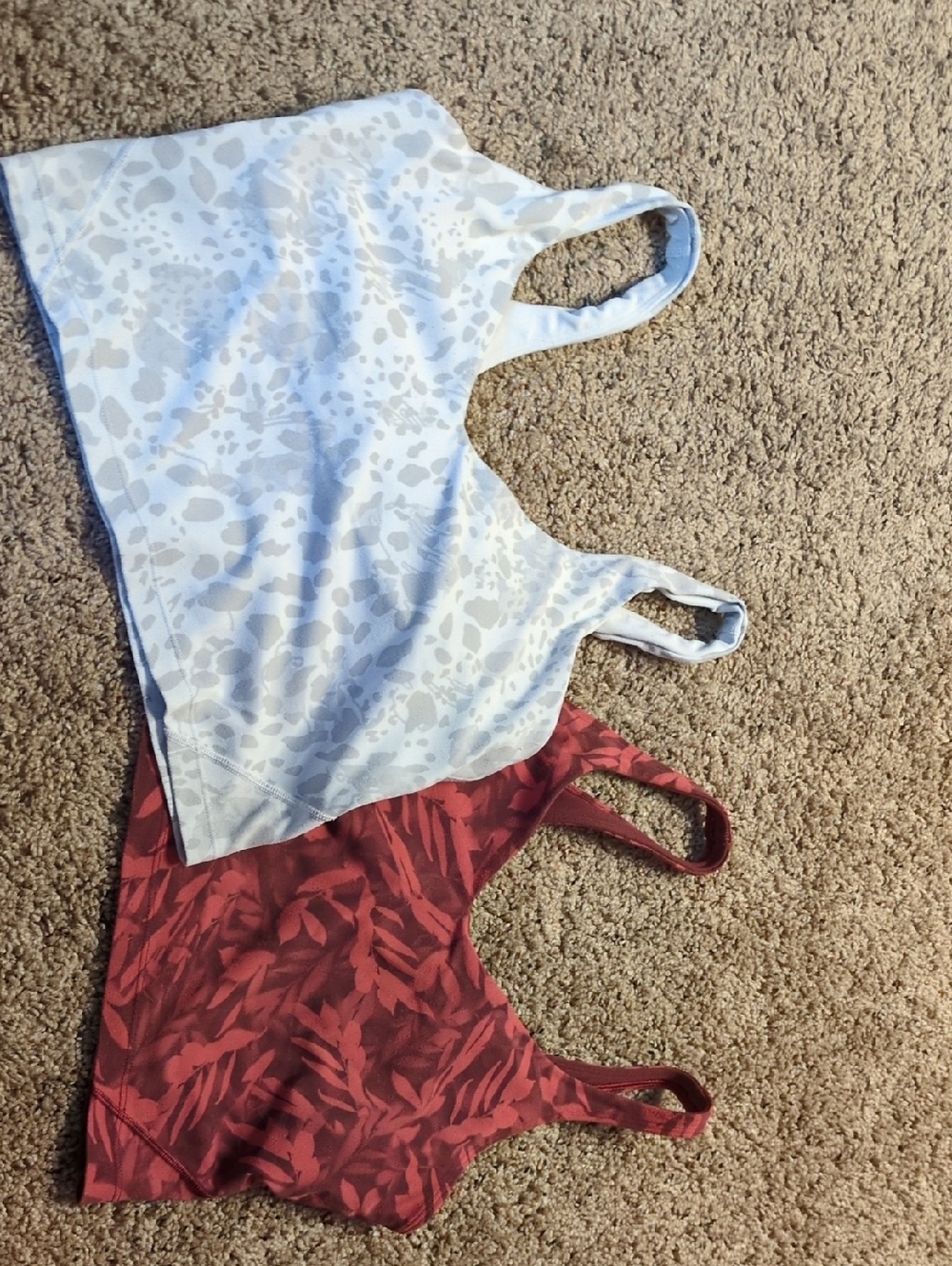 lululemon athletica White Printed Crop Tank & Red Patterned Crop Tank Duo